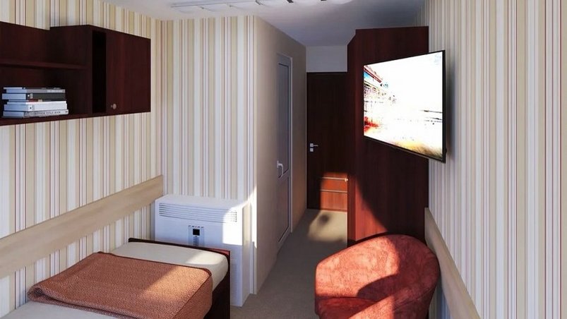 Einzelkabine auf dem Flusskreuzfahrtschiff Little Prince auf der Wolga