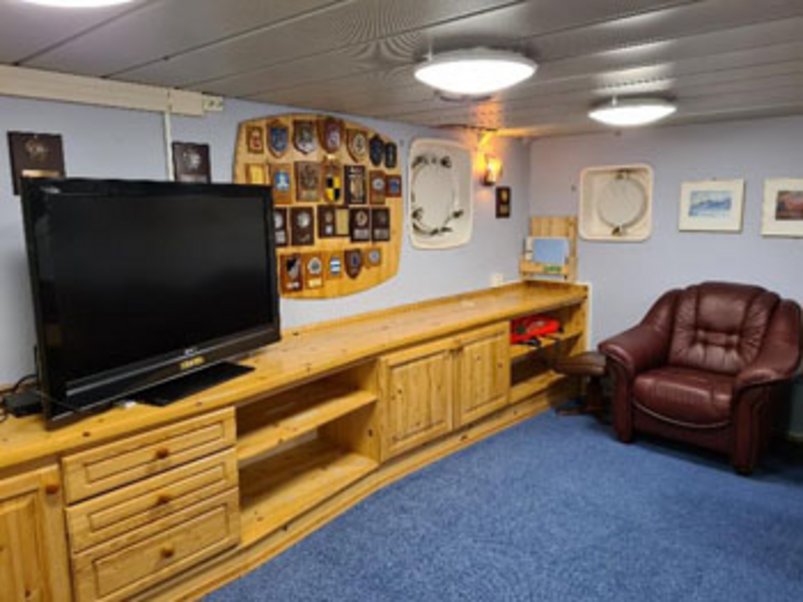 Aufenthaltsraum auf dem Fischerboot Lance für Tristan da Cunha
