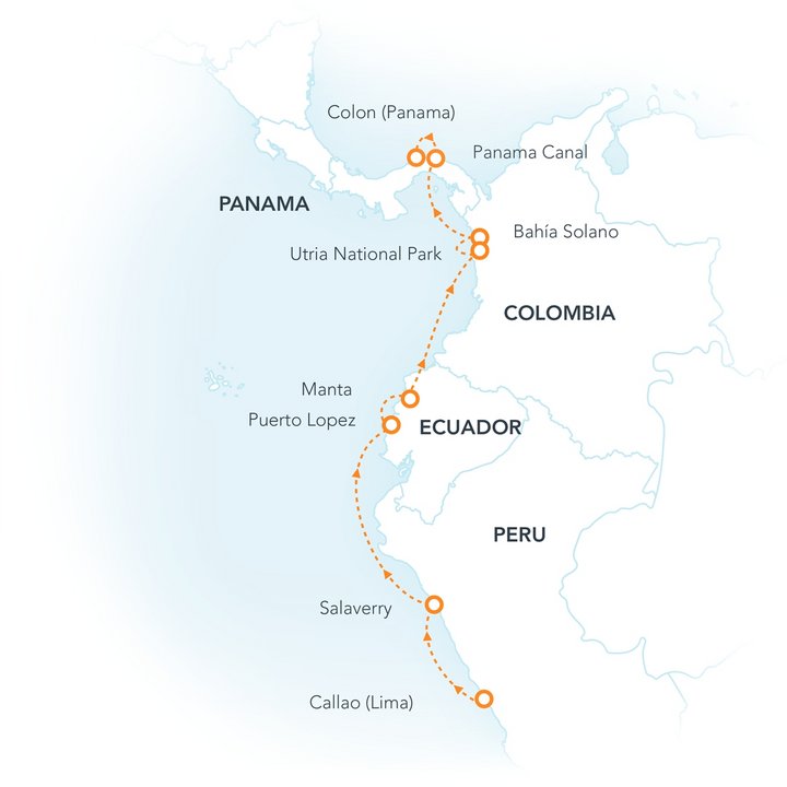 Routenkarte Chile - Panama Routenkarte Chile - Panama