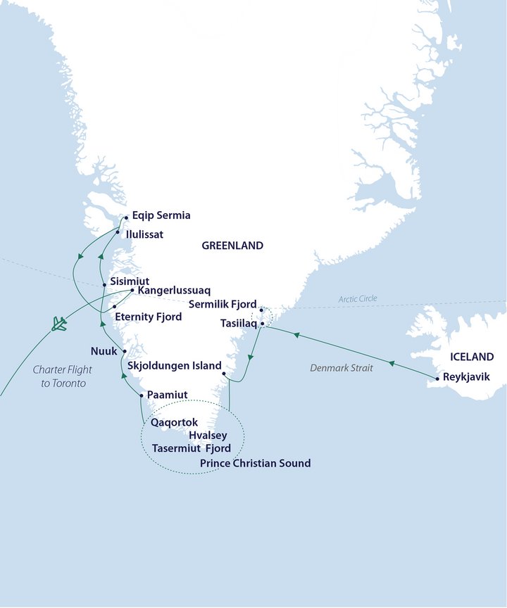 Routenkarte Island - Grönland