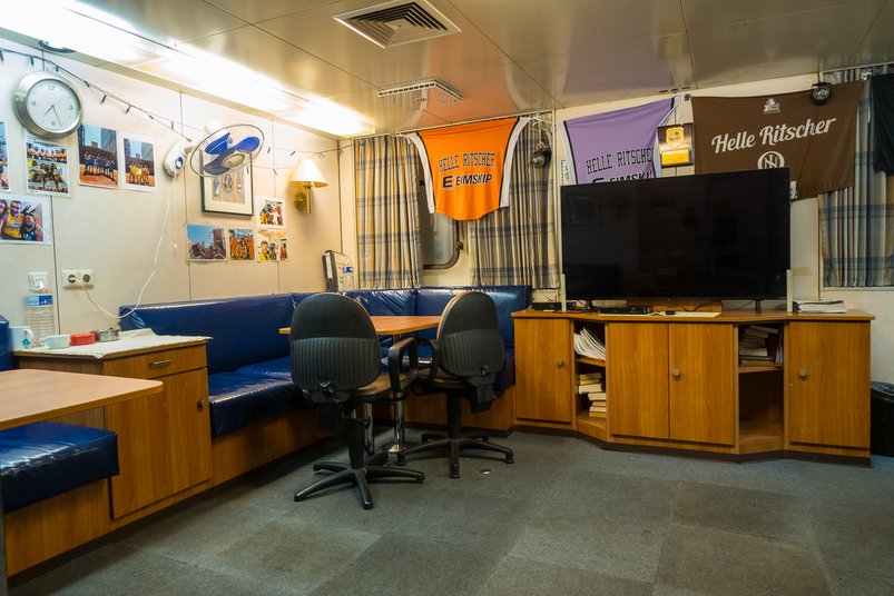 Aufenthaltsraum auf dem Frachtschiff Helle Ritscher