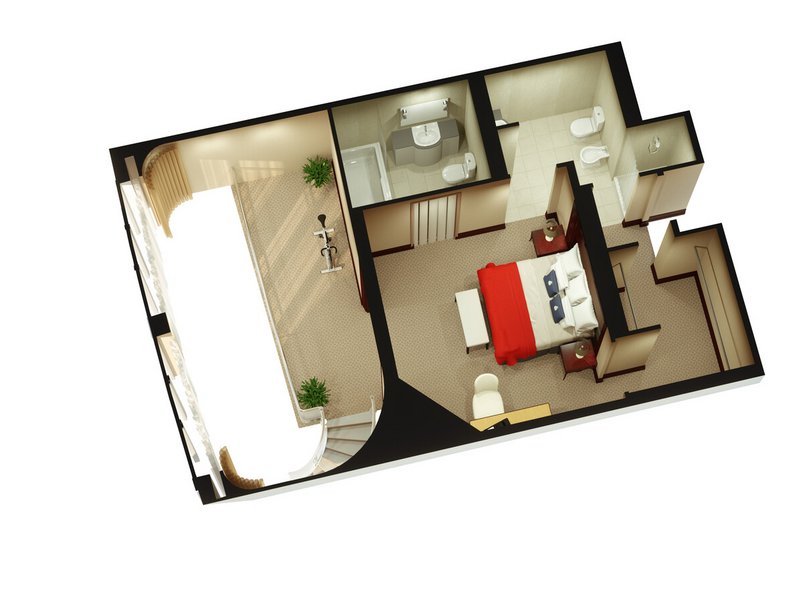 Obere Etage der Duplex Suite auf der Queen Mary 2