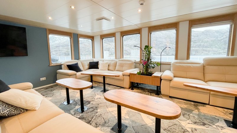Lounge auf dem Expeditionsschiff Vestland Explorer