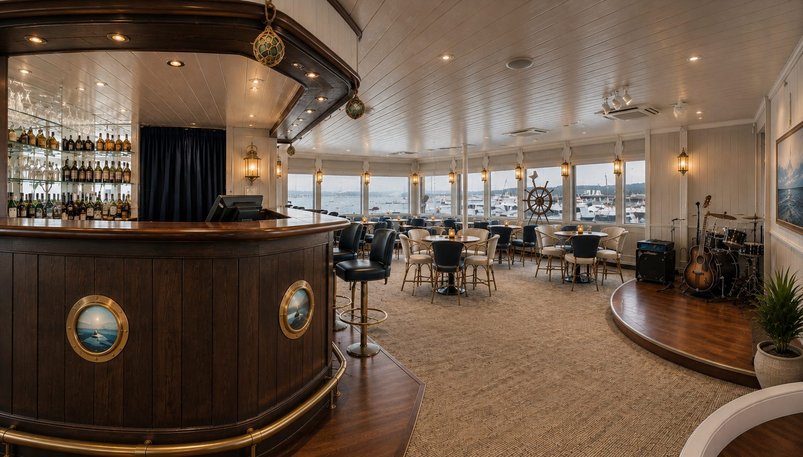 Bar auf dem Expeditionskreuzfahrtschiff Adventurer Sauna auf dem Expeditionskreuzfahrtschiff Adventurer