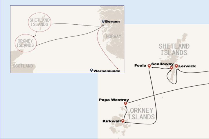 Routenkarte Nordstjernen für Reise NOR-13W
