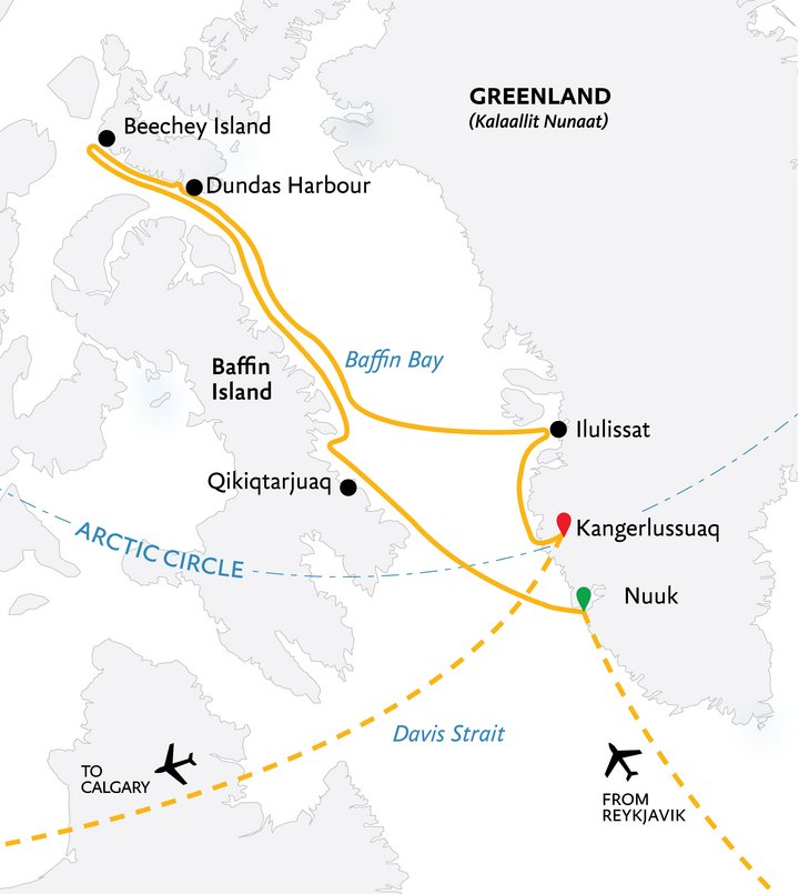 Routenkarte Teilpassage der Nordwestpassage