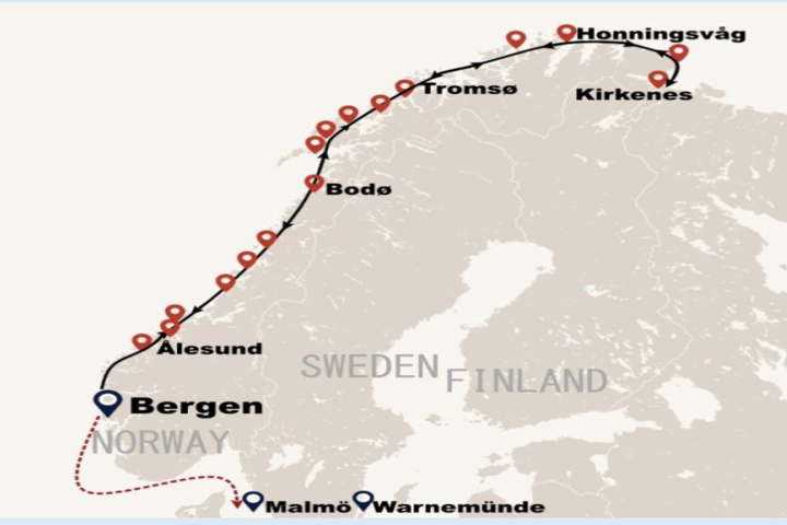 Routenkarte Nordstjernen für Reise NOR-70