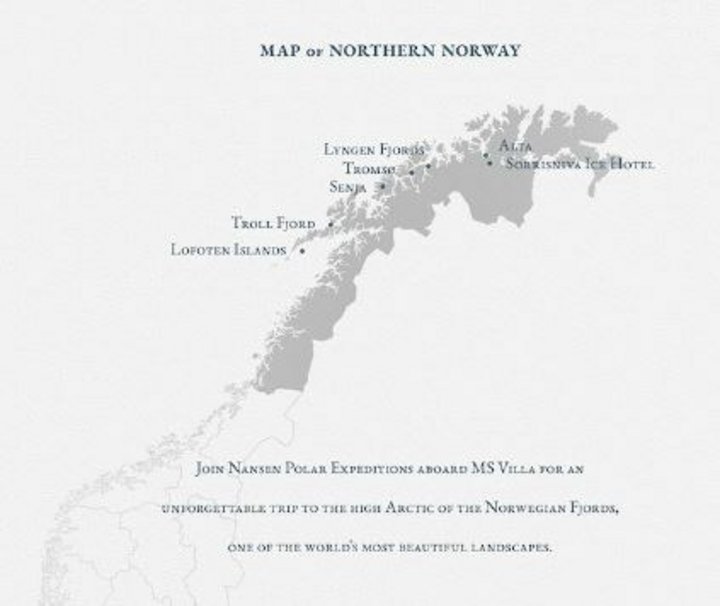 Routenkarte Norwegen mit MS Villa