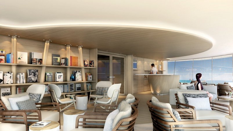 Panorama-Lounge an Bord eines Ponant Explorerschiffes