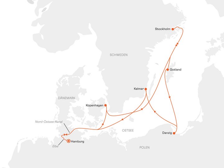 Routenkarte Adventsreise Ostsee