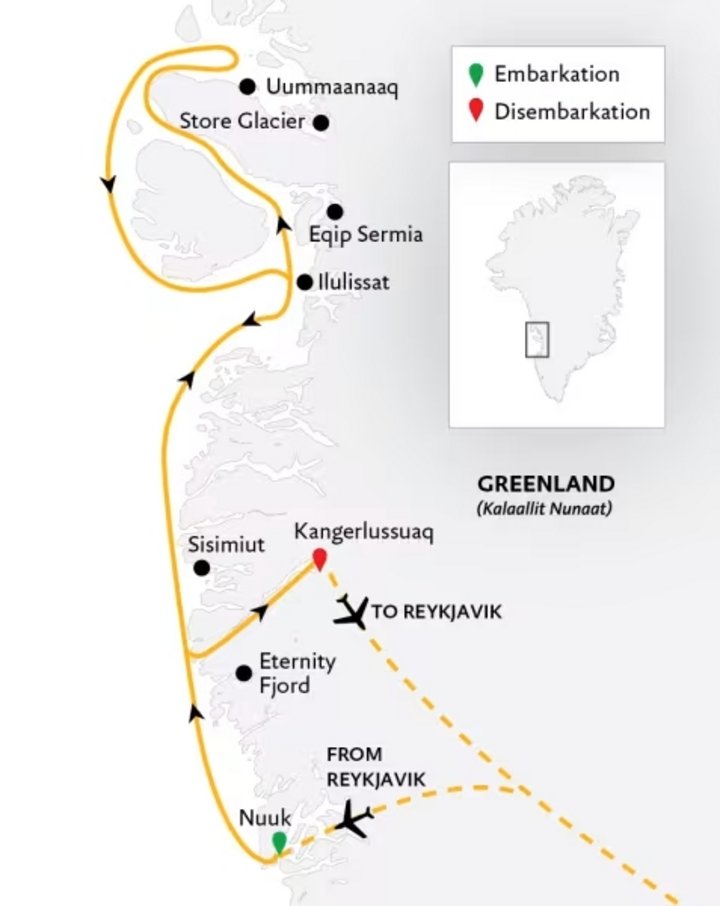 Routenkarte Westgrönland Routenkarte Westgrönland