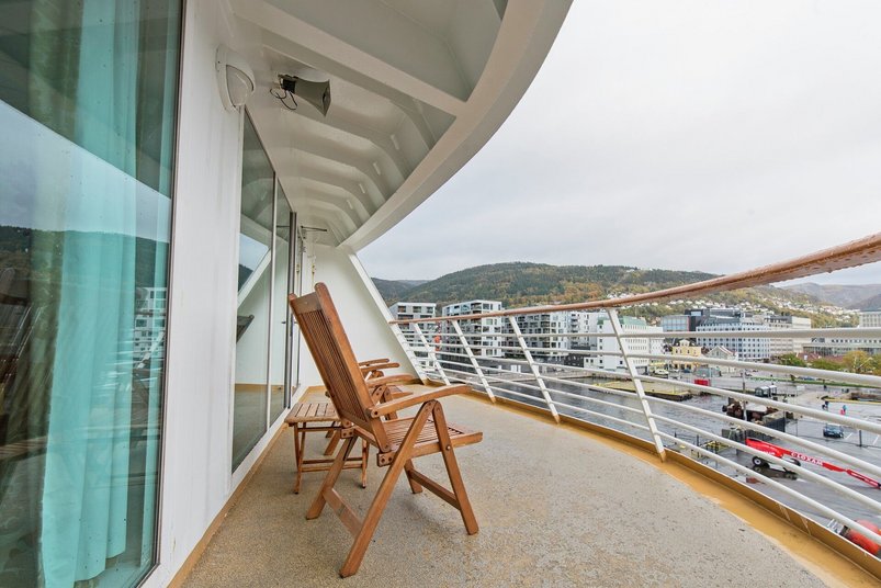 Balkon auf MS Trollfjord in der Expedition Suite
