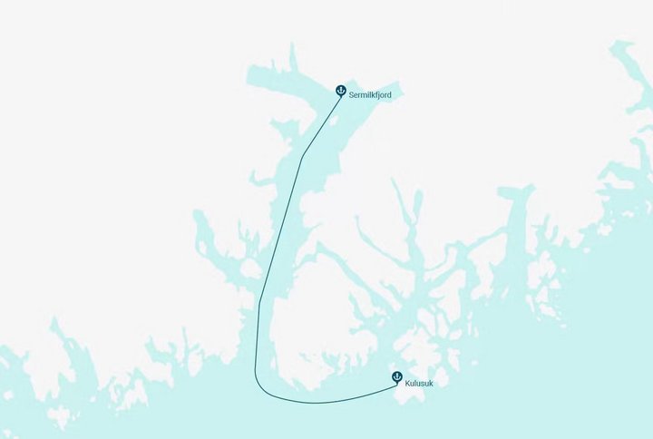 Routenkarte Grönlandreise Varuna