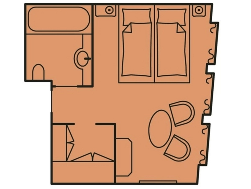 Grundriss Junior Suiten auf der Sea Cloud II