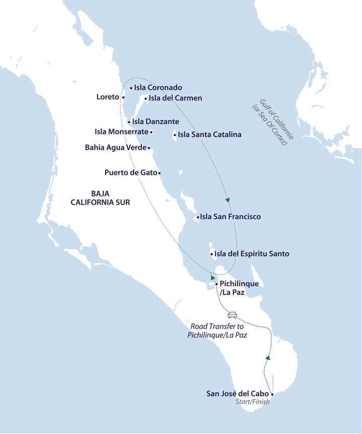 Routenkarte Baja California Golf von Kalifornien