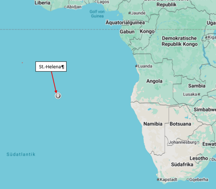 Karte mit der Insel St. Helena