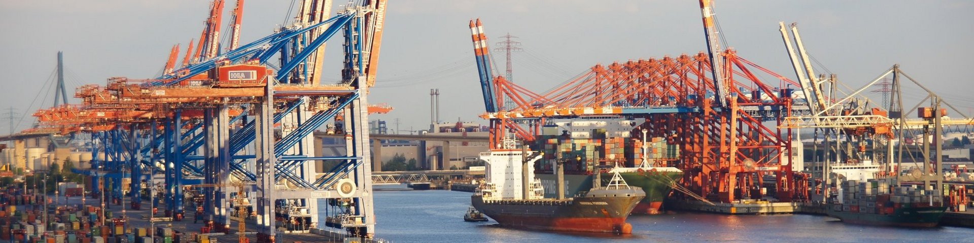 Containerschiff im Hafen von Hamburg