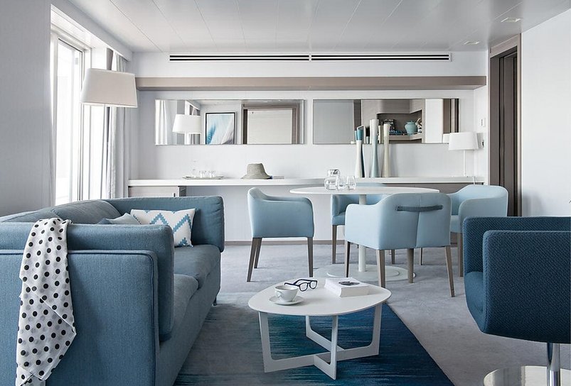 Wohnraum der Eignerkabine auf eine Sister Ship von Ponant