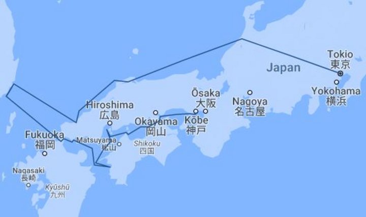 Routenkarte Japanreise Heritage Adventurer