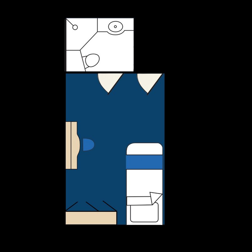 Kabinenlayout Einzelkabine an Bord des Schiffes "St. Helena"