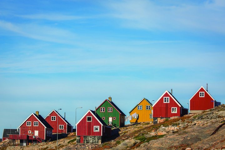 Farbige Häuser in Grönland