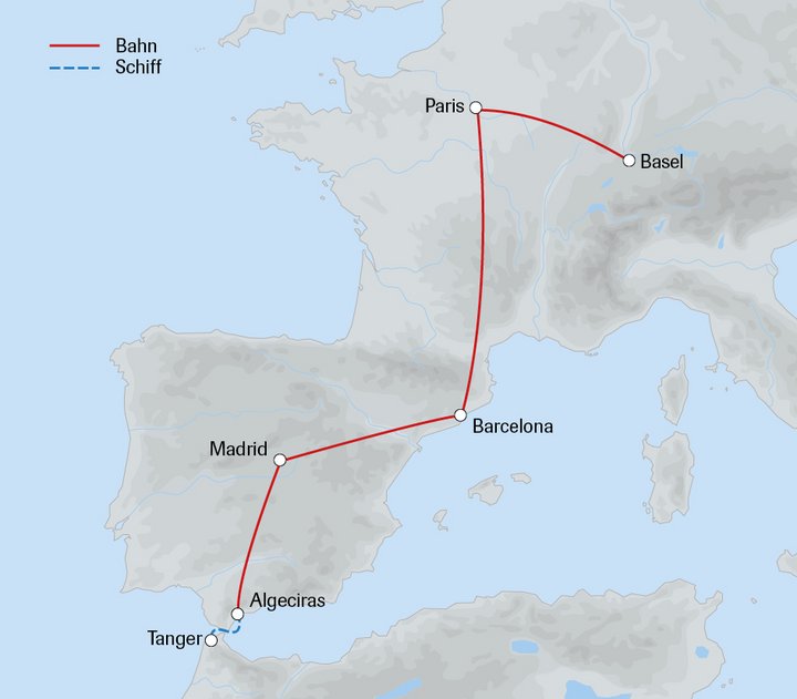 Mit Bahn und Fähre von der Schweiz nach Marokko