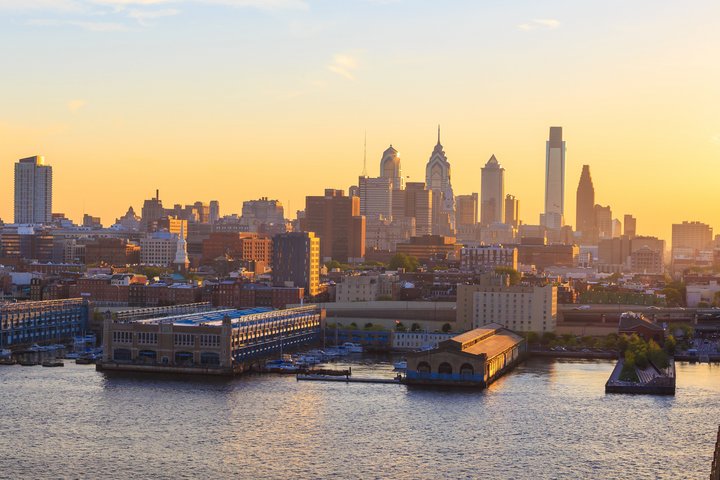 Philadelphia Skyline bei Sonnenuntergang