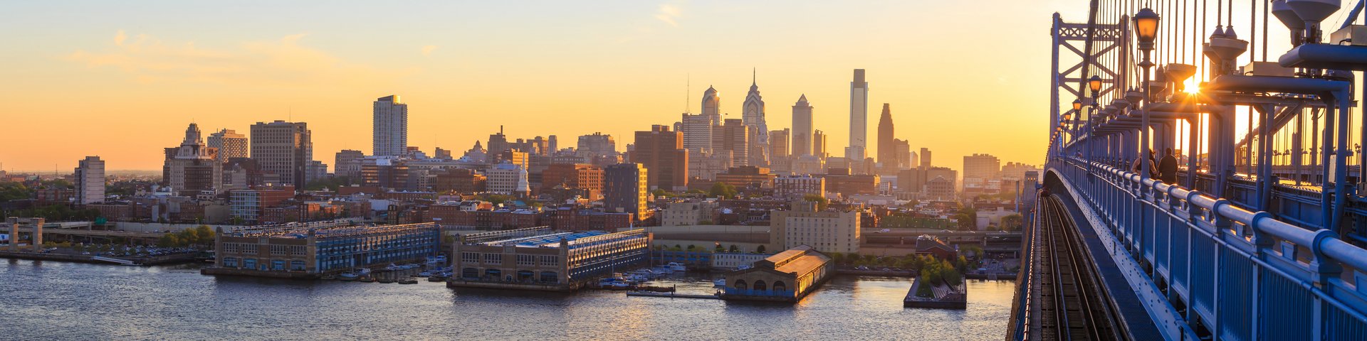 Philadelphia Skyline bei Sonnenuntergang