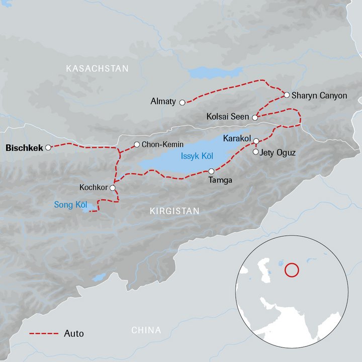 Höhepunkte zwischen Almaty und Bischkek