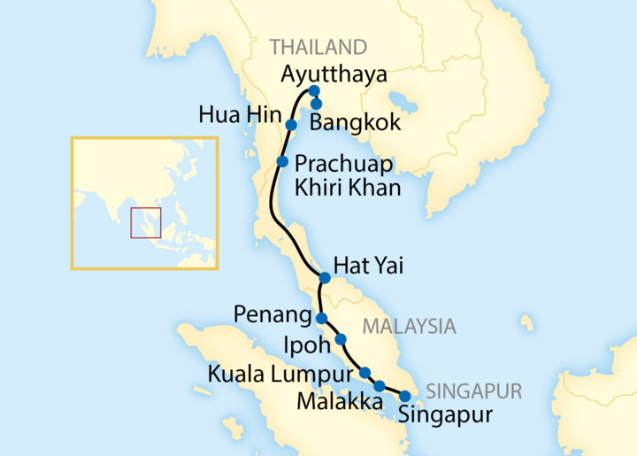 Karte Bangkok-Singapur
