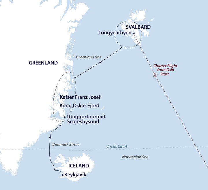 Routenkarte Juwelen der Arktis