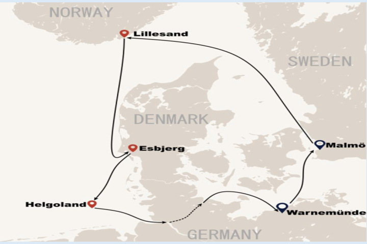 Routenkarte Nordstjernen für Reise NOR-60