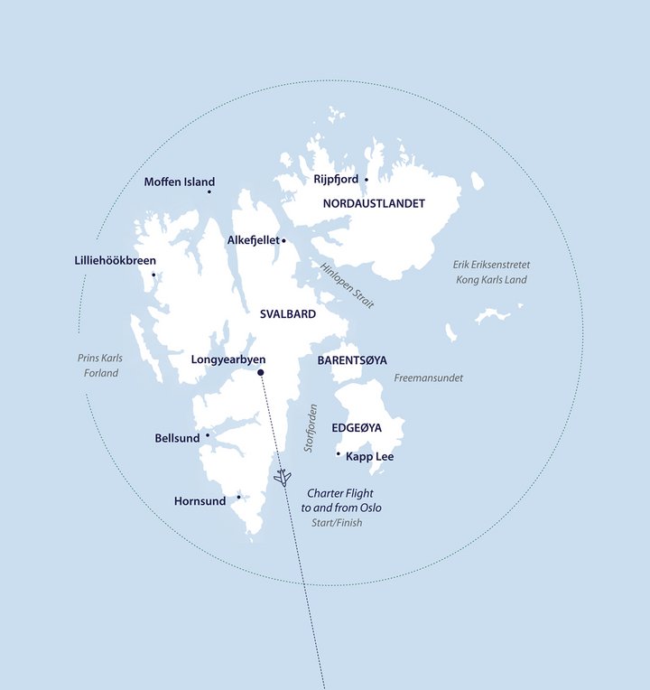 Routenkarte Spitzbergenreise mit Aurora Expeditions