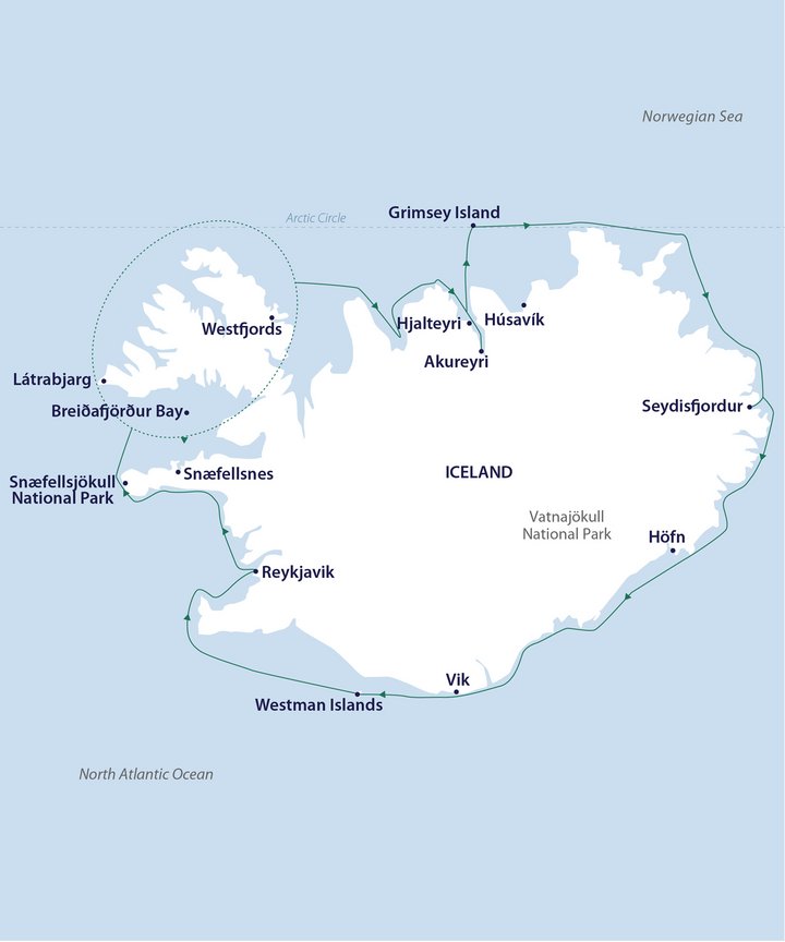 Routenkarte Islandumrundung Sylvia Earle