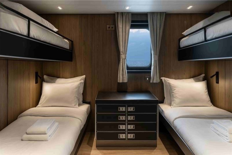 Vierbettkabine an Bord des Schiffes "St. Helena"