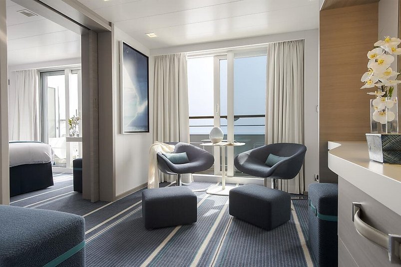 Wohnraum Grand Privilege Suite auf einem der Sister-Ships von Ponant