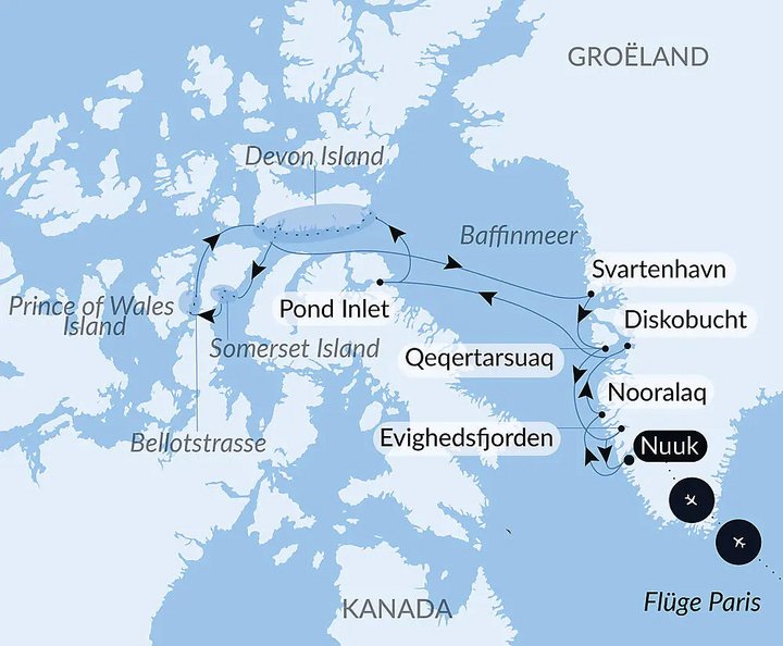 Routenkarte Im Herzen der Nordwest-Passage