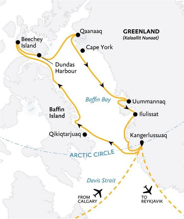 Routenkarte Arktisreise in die Nordwestpassage