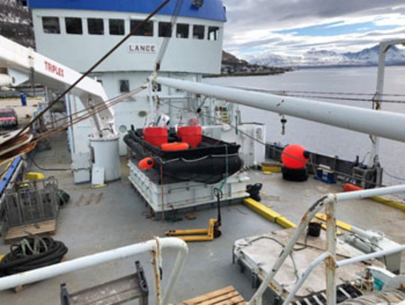 Aussendeck des Fischtrawlers Lance 