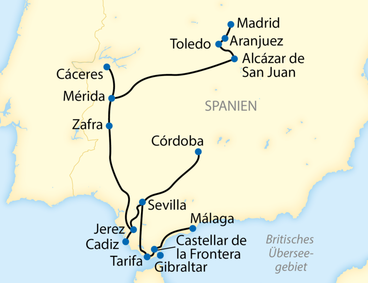 Karte Al Andalus Malaga-Madrid Karte Al Andalus Ma