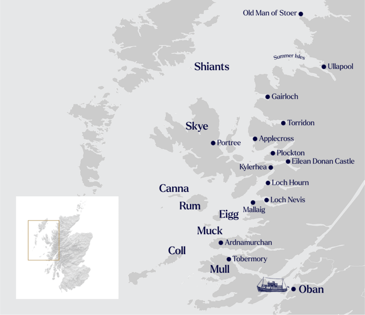 Routenkarte Schottlands wilde Westküste