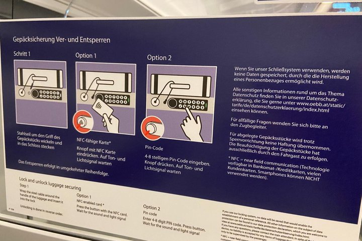 Sicherungssystem fürs Gepäck im Nightjet der neuen Generation