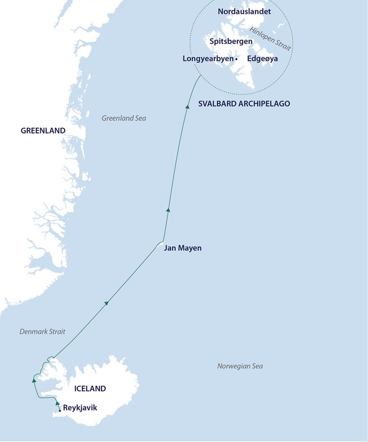 Routenkarte Reise Island Spitzbergen