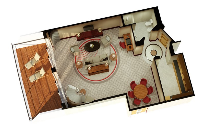 Untere Ebene der Duplex Suite der Queen Mary 2