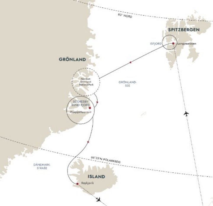 Routenkarte Arktische Insel-Odyssee
