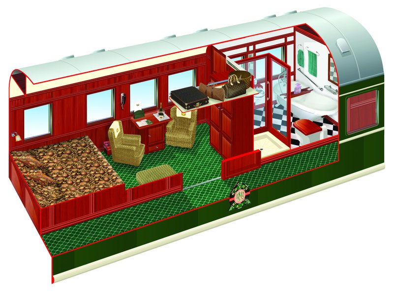 3D Royal Abteil Doppelbett ©Rovos Rail