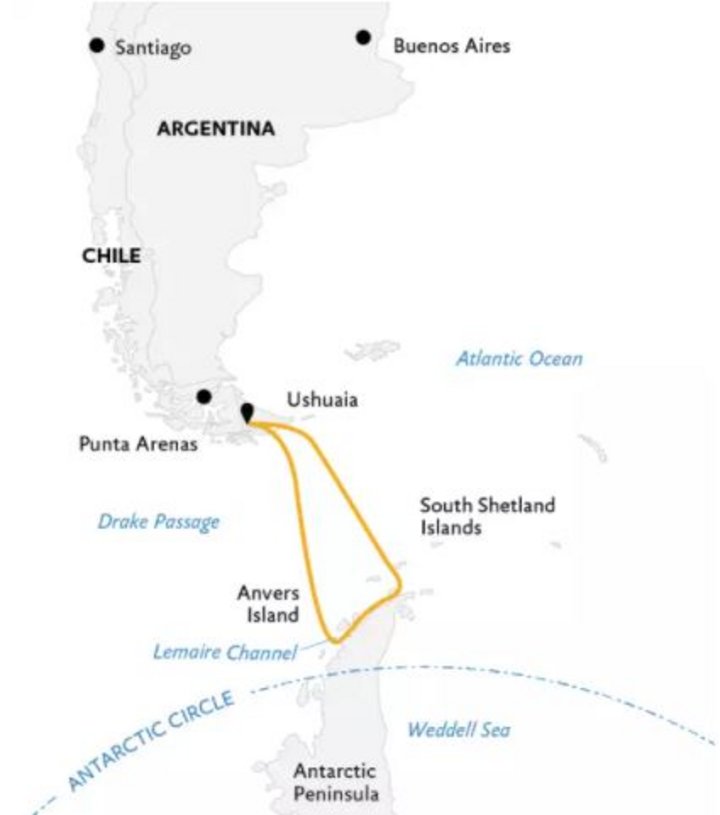 Routenkarte Antarktis Reise zum 7. Kontinent