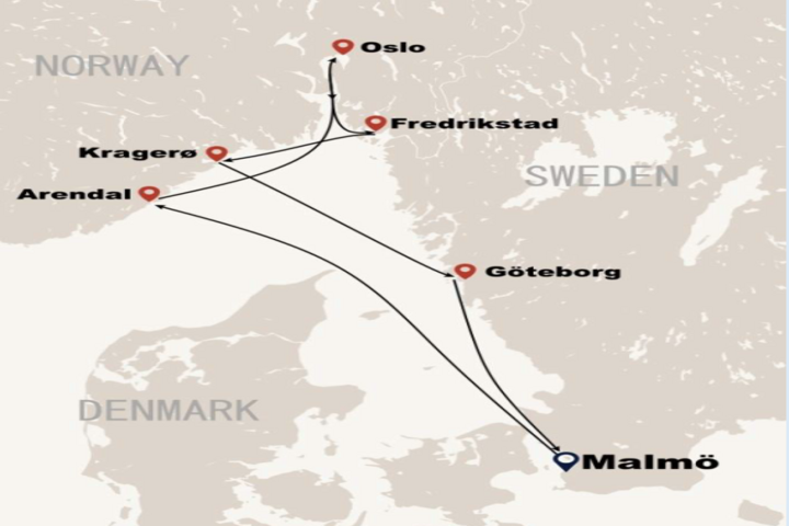 Routenkarte Nordstjernen für Reise NOR-13W