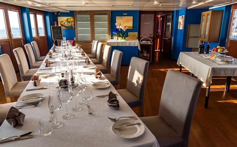 Speisesaal auf dem Flusskreuzfahrtschiff La Bella Vita
