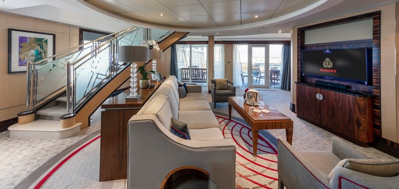 Wohnbereich der Grand Duplex Suite auf der Queen Mary 2